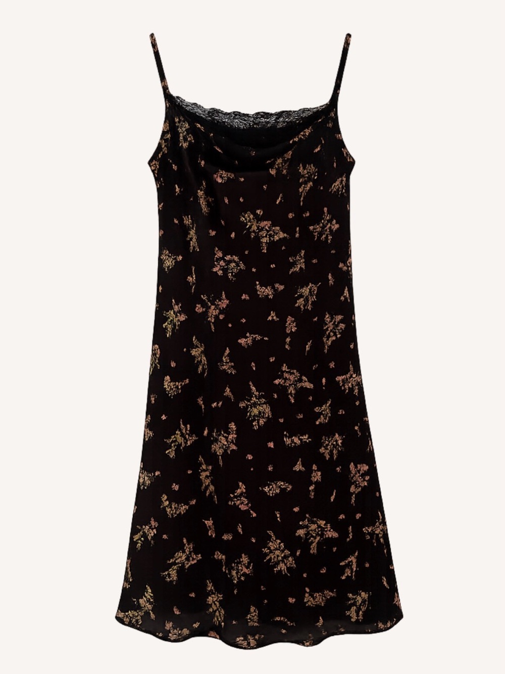 Rampage Black Floral Lace-Trim Slip Dress